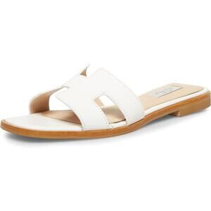 USED Steve Madden Women's Hadyn Sandal, White Leather, 8.5 